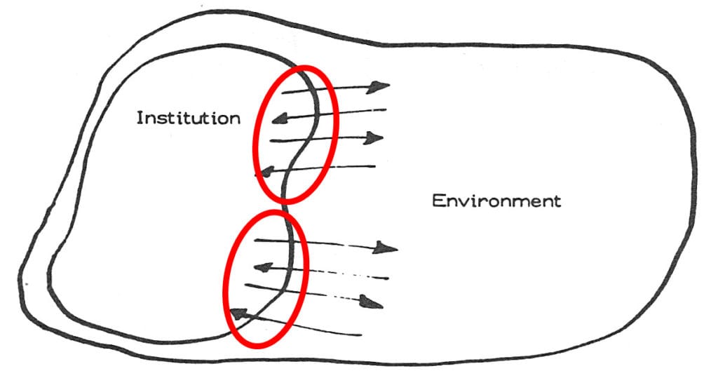 Organisation - environment with points of transaction - based on a drawing by Stafford Beer (1974)
